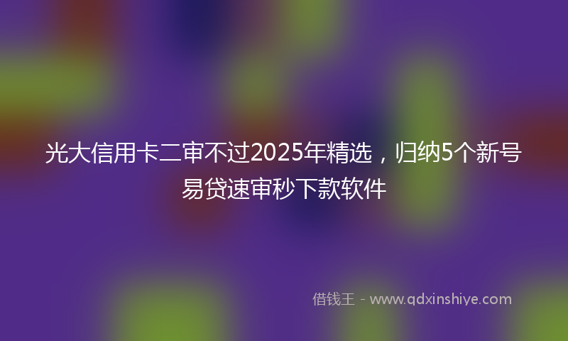 光大信用卡二审不过2025年精选，归纳5个新号易贷速审秒下款软件