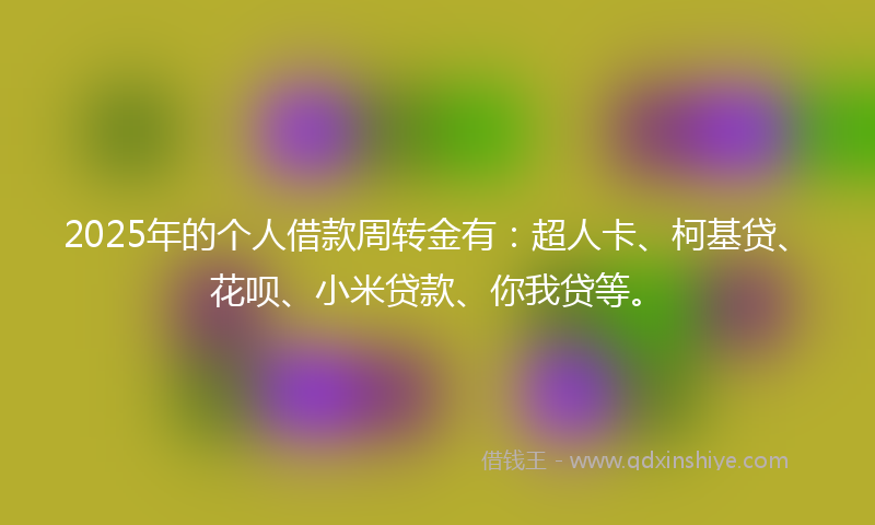 2025年的个人借款周转金有：超人卡、柯基贷、花呗、小米贷款、你我贷等。