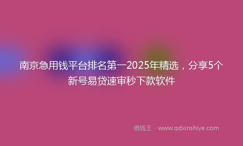 南京急用钱平台排名第一2025年精选，分享5个新号易贷速审秒下款软件