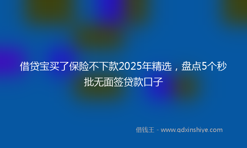 借贷宝买了保险不下款2025年精选，盘点5个秒批无面签贷款口子