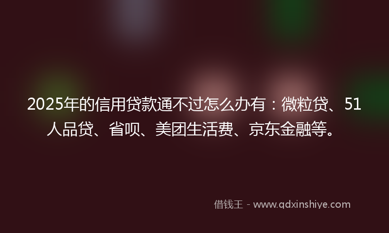 2025年的信用贷款通不过怎么办有：微粒贷、51人品贷、省呗、美团生活费、京东金融等。