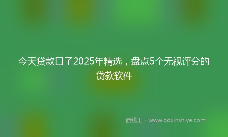 今天贷款口子2025年精选，盘点5个无视评分的贷款软件