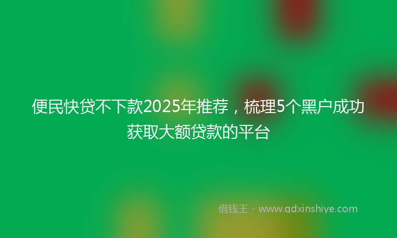 便民快贷不下款2025年推荐，梳理5个黑户成功获取大额贷款的平台