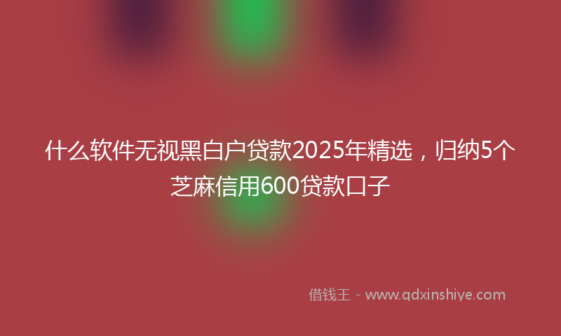 什么软件无视黑白户贷款2025年精选，归纳5个芝麻信用600贷款口子