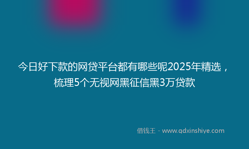 今日好下款的网贷平台都有哪些呢2025年精选，梳理5个无视网黑征信黑3万贷款