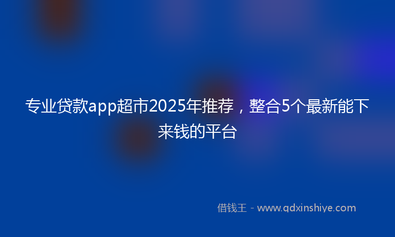 专业贷款app超市2025年推荐，整合5个最新能下来钱的平台