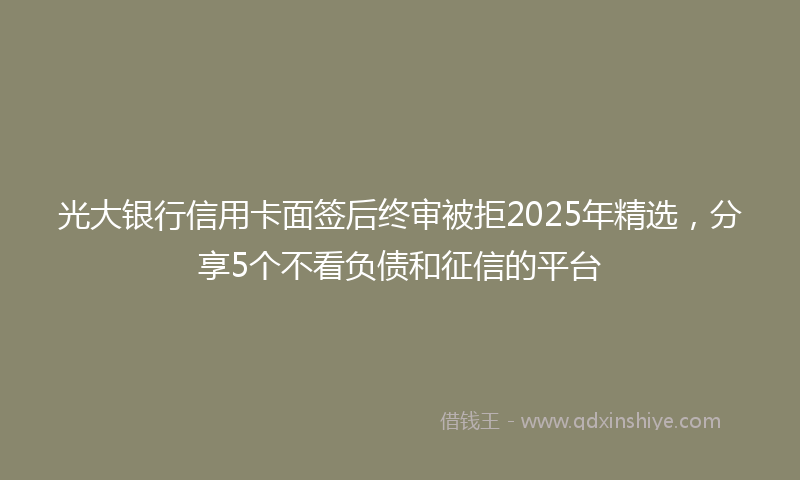 光大银行信用卡面签后终审被拒2025年精选，分享5个不看负债和征信的平台