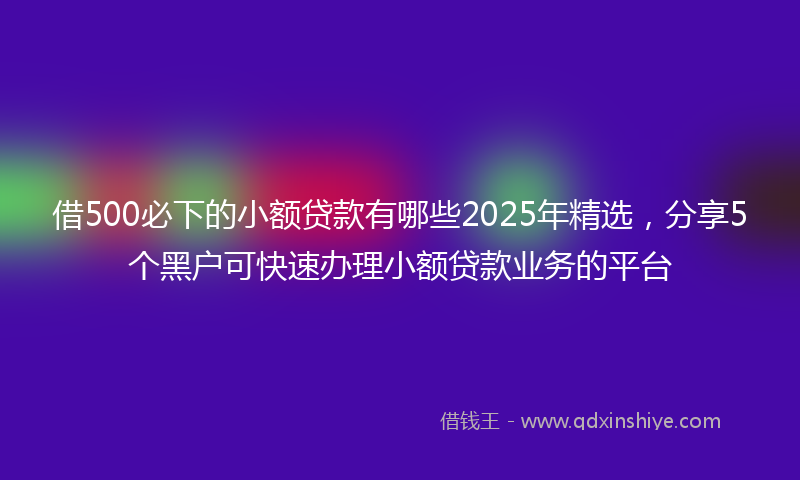 借500必下的小额贷款有哪些2025年精选，分享5个黑户可快速办理小额贷款业务的平台