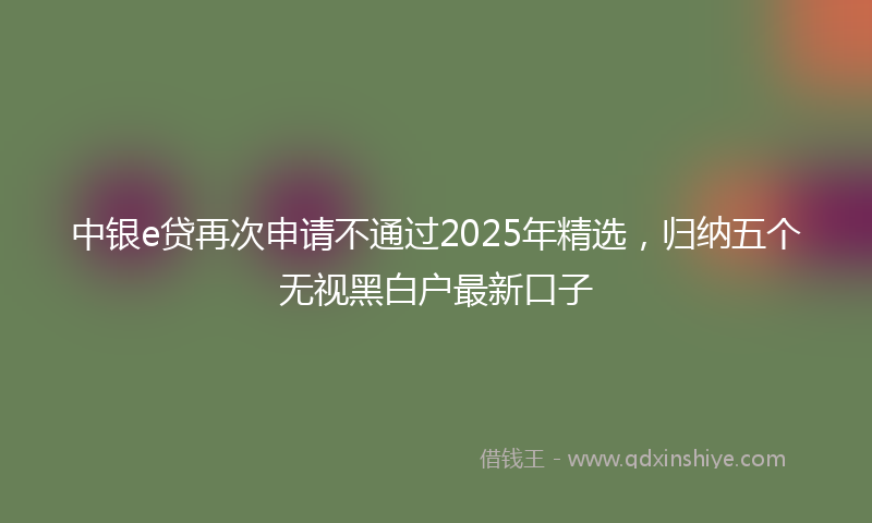 中银e贷再次申请不通过2025年精选，归纳五个无视黑白户最新口子