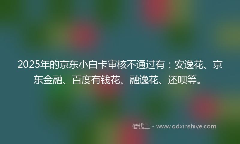 2025年的京东小白卡审核不通过有：安逸花、京东金融、百度有钱花、融逸花、还呗等。