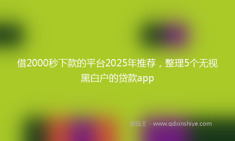 借2000秒下款的平台2025年推荐，整理5个无视黑白户的贷款app