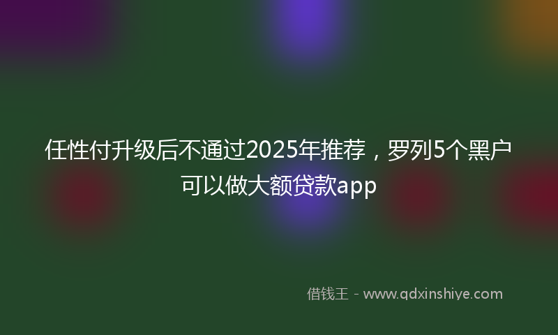 任性付升级后不通过2025年推荐，罗列5个黑户可以做大额贷款app