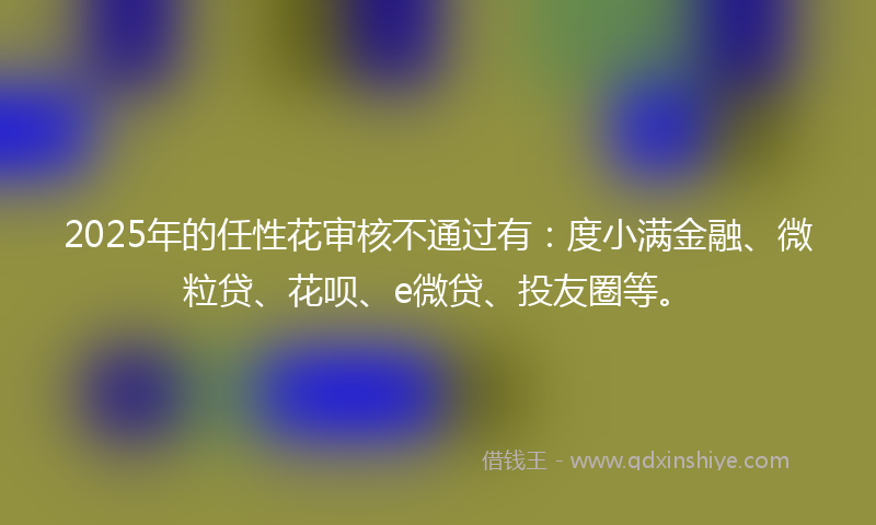 2025年的任性花审核不通过有：度小满金融、微粒贷、花呗、e微贷、投友圈等。