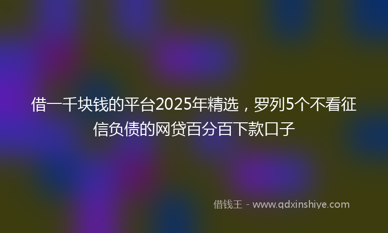 借一千块钱的平台2025年精选，罗列5个不看征信负债的网贷百分百下款口子