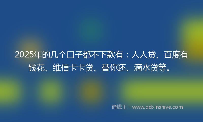 2025年的几个口子都不下款有：人人贷、百度有钱花、维信卡卡贷、替你还、滴水贷等。