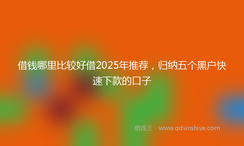 借钱哪里比较好借2025年推荐，归纳五个黑户快速下款的口子