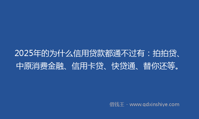 2025年的为什么信用贷款都通不过有:拍拍贷、中原消费金融、信用卡贷、快贷通、替你还等。