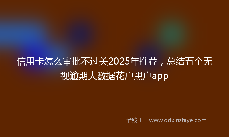 信用卡怎么审批不过关2025年推荐，总结五个无视逾期大数据花户黑户app
