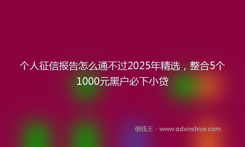 个人征信报告怎么通不过2025年精选，整合5个1000元黑户必下小贷