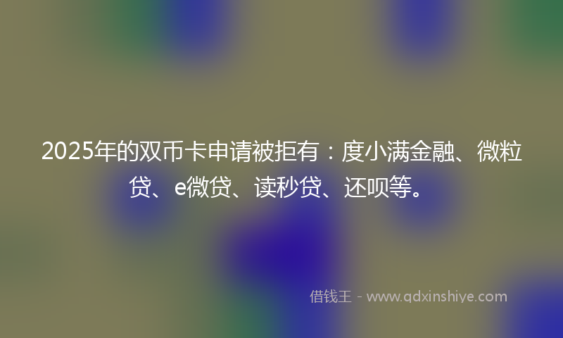 2025年的双币卡申请被拒有：度小满金融、微粒贷、e微贷、读秒贷、还呗等。