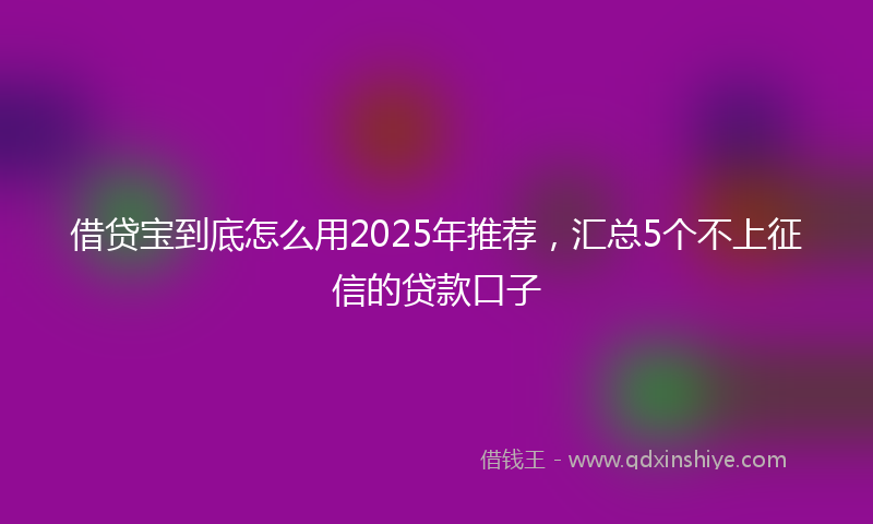 借贷宝到底怎么用2025年推荐，汇总5个不上征信的贷款口子