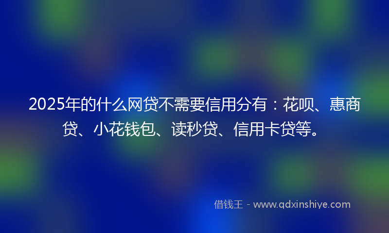 2025年的什么网贷不需要信用分有：花呗、惠商贷、小花钱包、读秒贷、信用卡贷等。