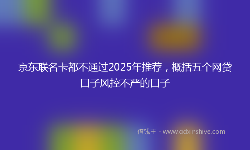 京东联名卡都不通过2025年推荐，概括五个网贷口子风控不严的口子