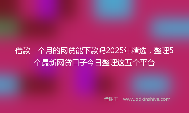 借款一个月的网贷能下款吗2025年精选，整理5个最新网贷口子今日整理这五个平台