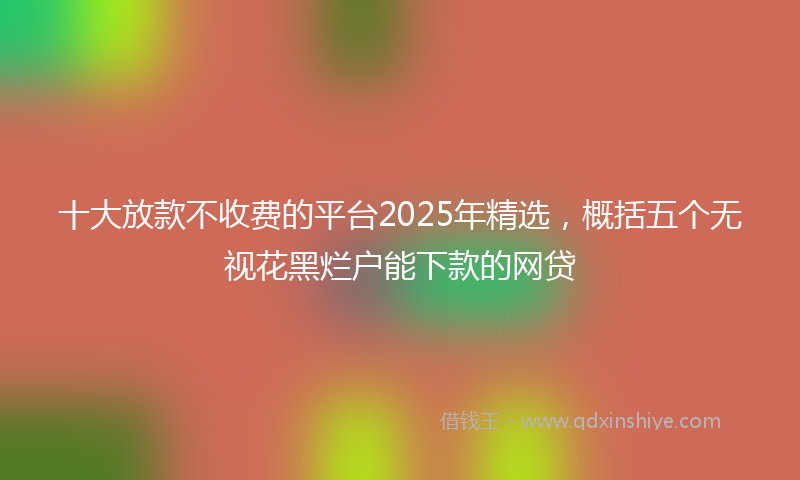 十大放款不收费的平台2025年精选，概括五个无视花黑烂户能下款的网贷