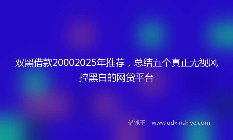 双黑借款20002025年推荐，总结五个真正无视风控黑白的网贷平台