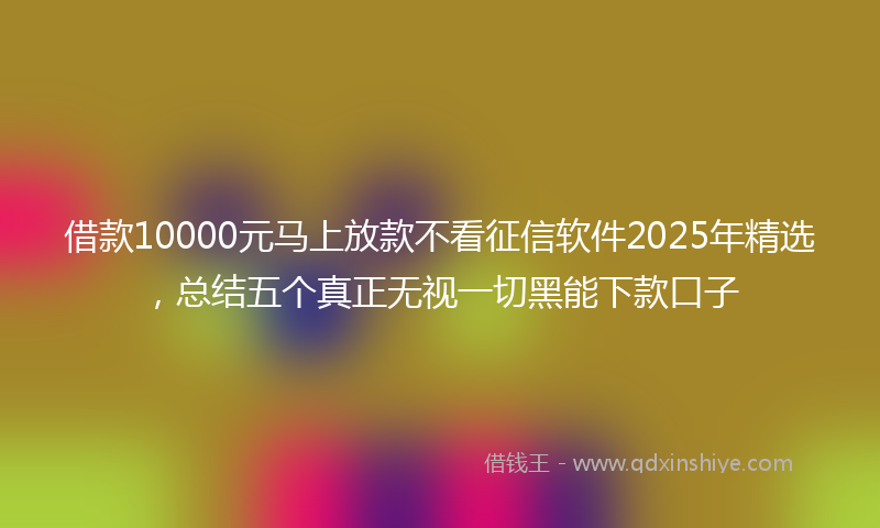 借款10000元马上放款不看征信软件2025年精选，总结五个真正无视一切黑能下款口子