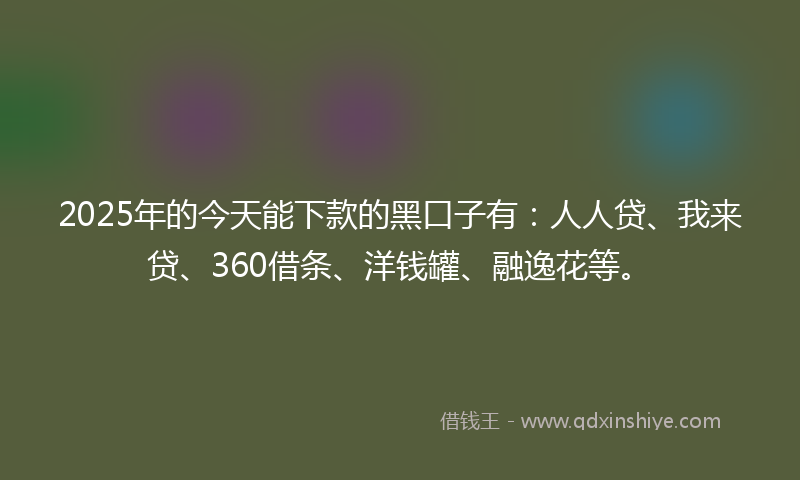 2025年的今天能下款的黑口子有：人人贷、我来贷、360借条、洋钱罐、融逸花等。