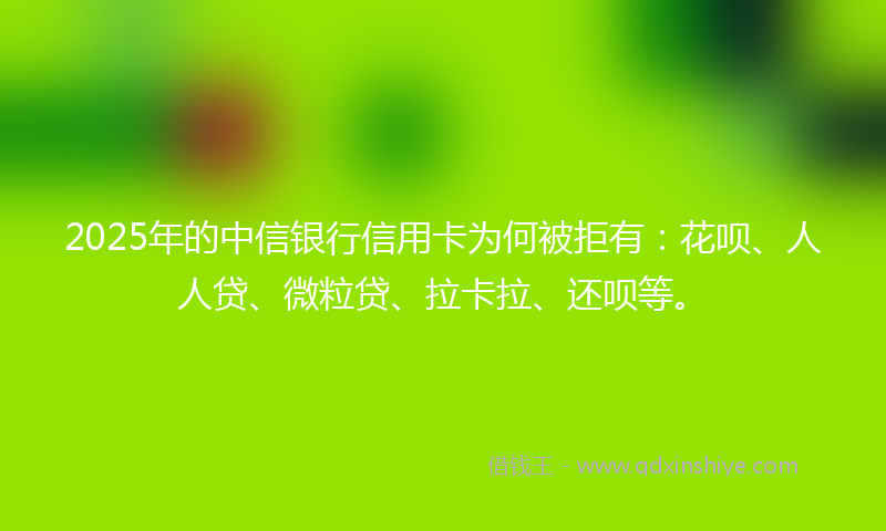 2025年的中信银行信用卡为何被拒有：花呗、人人贷、微粒贷、拉卡拉、还呗等。