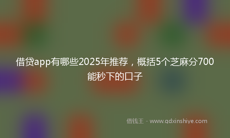 借贷app有哪些2025年推荐，概括5个芝麻分700能秒下的口子