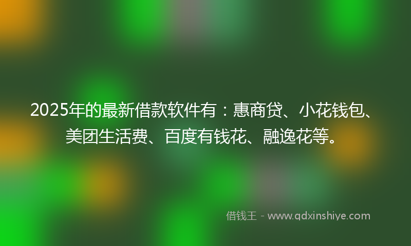 2025年的最新借款软件有：惠商贷、小花钱包、美团生活费、百度有钱花、融逸花等。