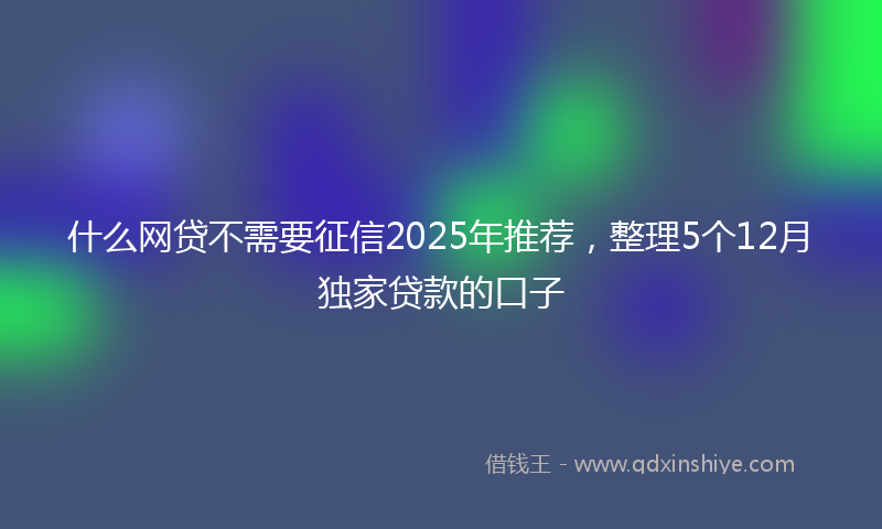 什么网贷不需要征信2025年推荐，整理5个12月独家贷款的口子