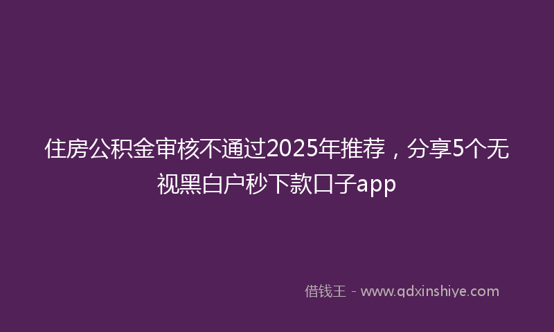 住房公积金审核不通过2025年推荐，分享5个无视黑白户秒下款口子app