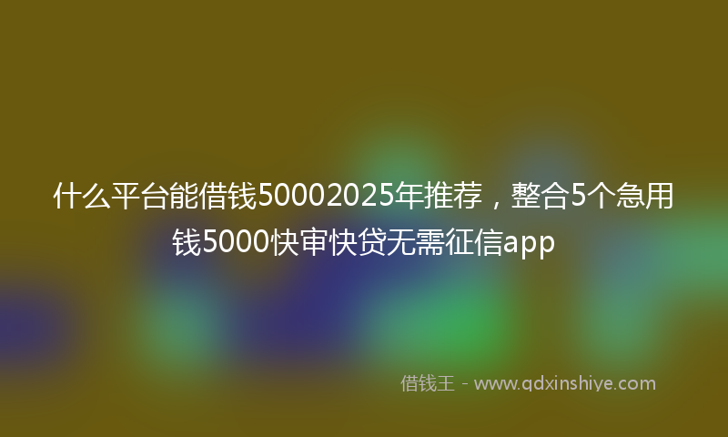 什么平台能借钱50002025年推荐,整合5个急用钱5000快审快贷无需征信app