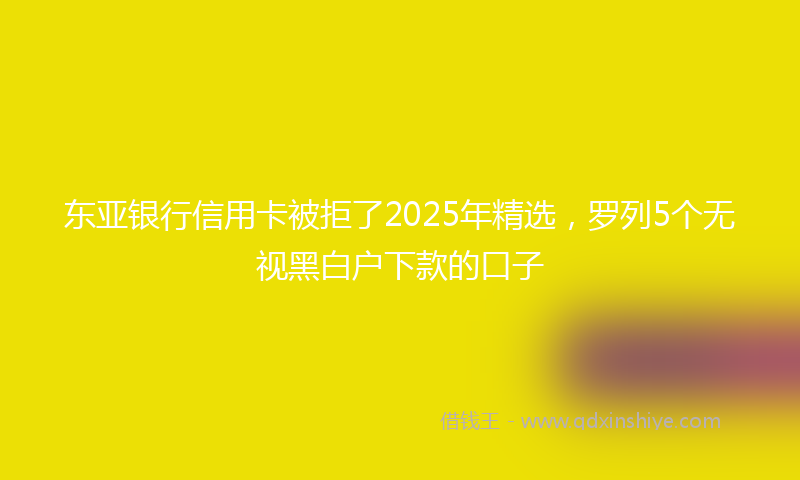 东亚银行信用卡被拒了2025年精选，罗列5个无视黑白户下款的口子