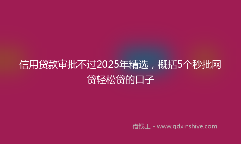 信用贷款审批不过2025年精选，概括5个秒批网贷轻松贷的口子