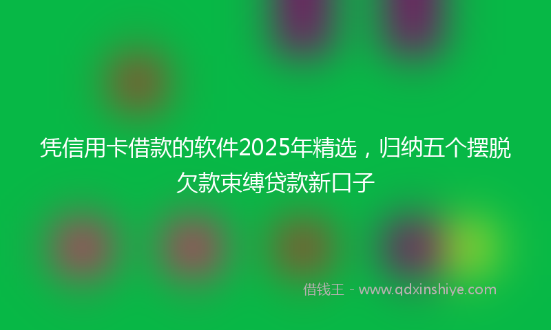 凭信用卡借款的软件2025年精选，归纳五个摆脱欠款束缚贷款新口子