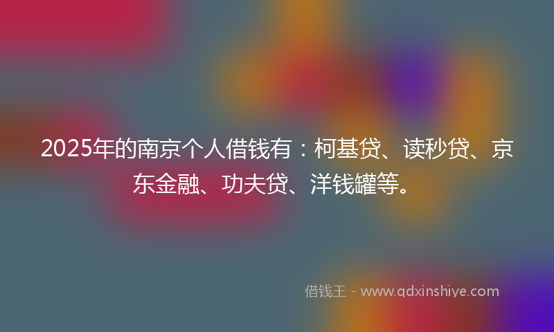 2025年的南京个人借钱有：柯基贷、读秒贷、京东金融、功夫贷、洋钱罐等。