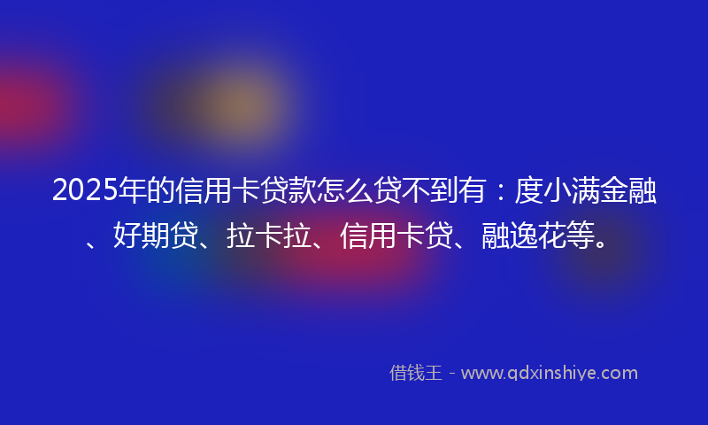 2025年的信用卡贷款怎么贷不到有：度小满金融、好期贷、拉卡拉、信用卡贷、融逸花等。