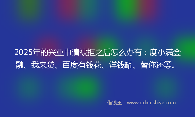 2025年的兴业申请被拒之后怎么办有：度小满金融、我来贷、百度有钱花、洋钱罐、替你还等。