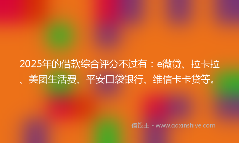 2025年的借款综合评分不过有：e微贷、拉卡拉、美团生活费、平安口袋银行、维信卡卡贷等。