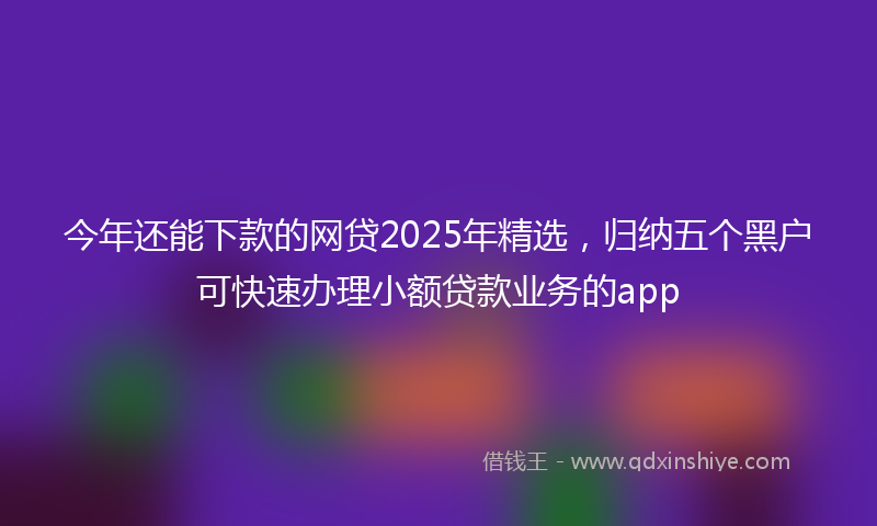 今年还能下款的网贷2025年精选，归纳五个黑户可快速办理小额贷款业务的app