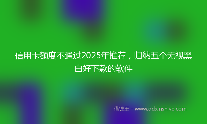 信用卡额度不通过2025年推荐，归纳五个无视黑白好下款的软件