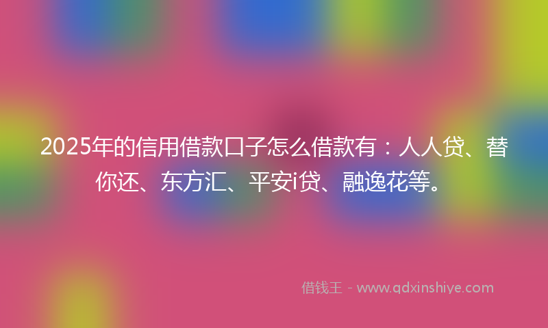 2025年的信用借款口子怎么借款有：人人贷、替你还、东方汇、平安i贷、融逸花等。