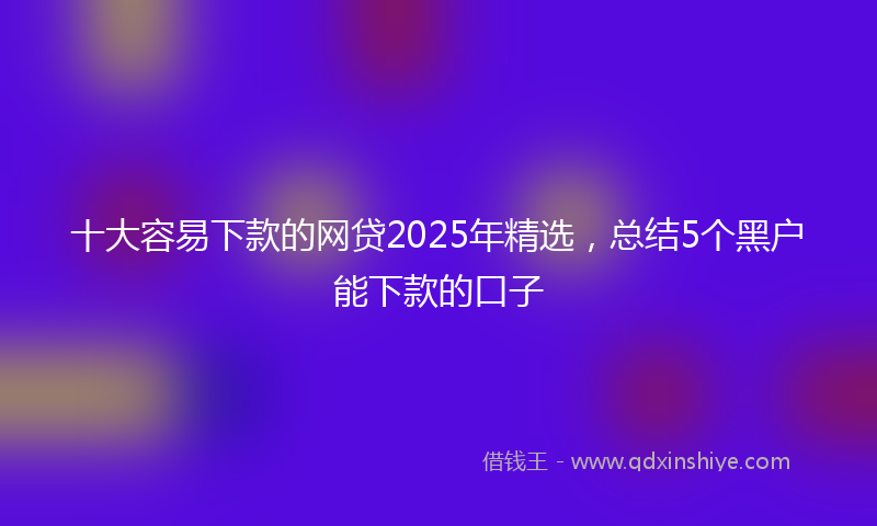 十大容易下款的网贷2025年精选，总结5个黑户能下款的口子