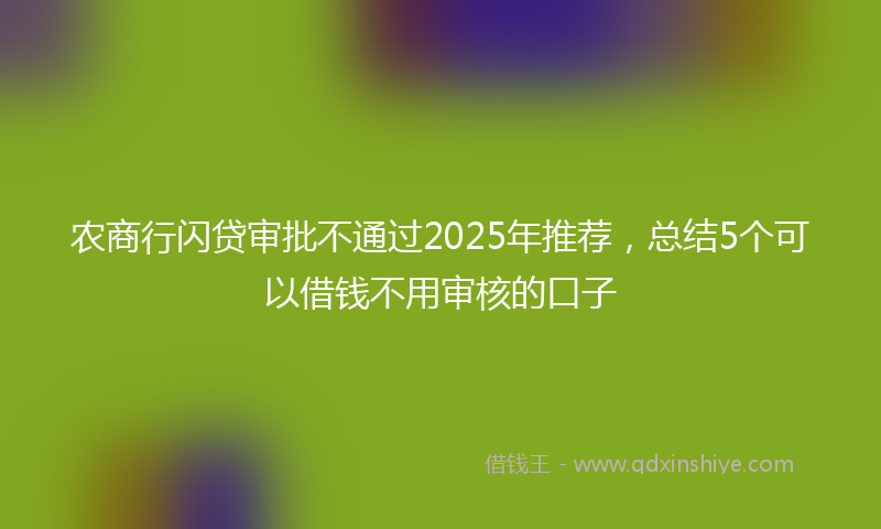 农商行闪贷审批不通过2025年推荐，总结5个可以借钱不用审核的口子